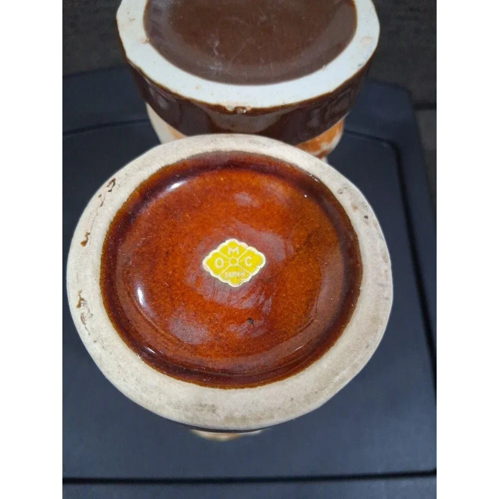 Vintage 1960s MCM Tiki, Tumbler Mug Cup, Trader Dick's,  Brown 7” Lot Of 2